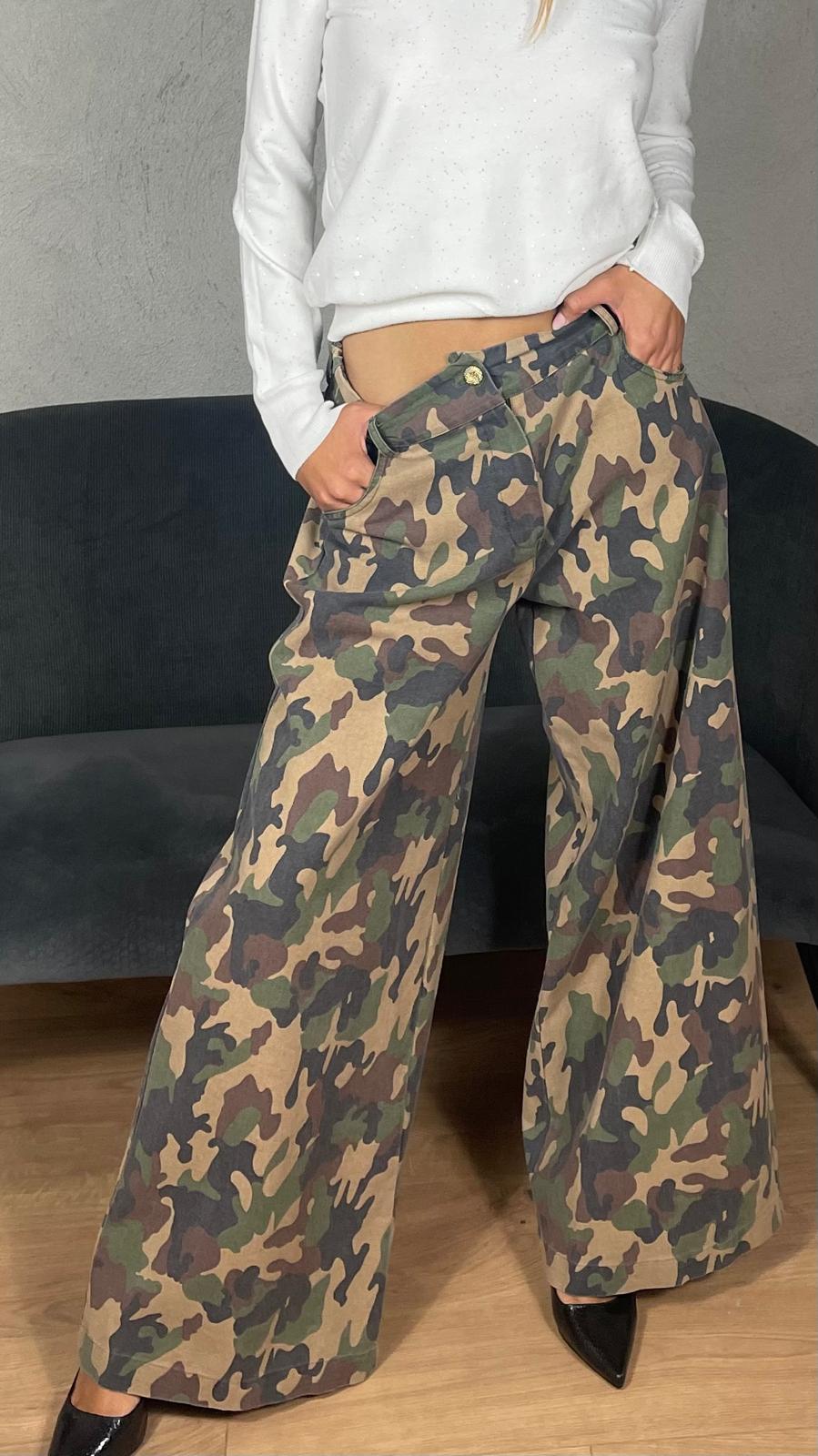 Lupe — Pantalón palazzo de camuflaje
