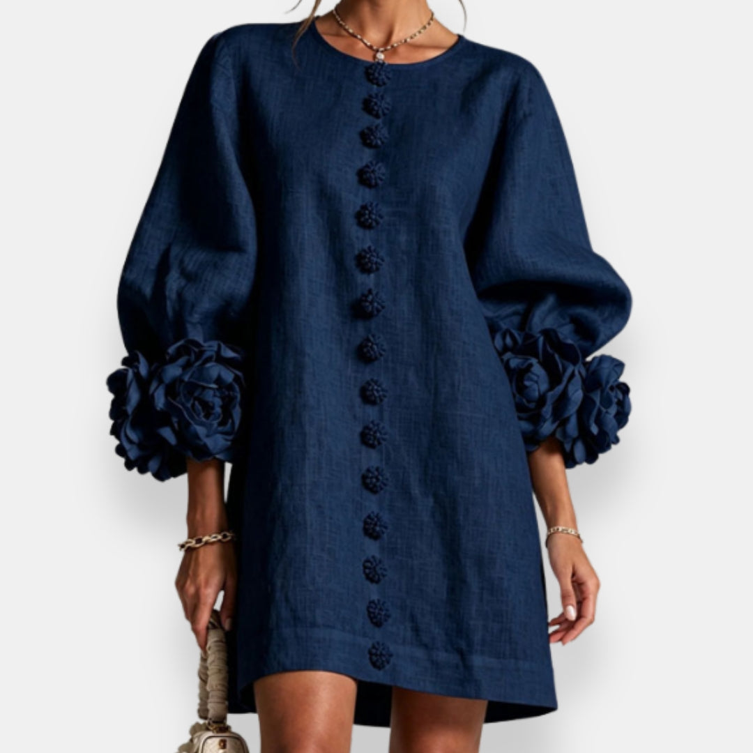 Abigail — Vestido con flores en relieve