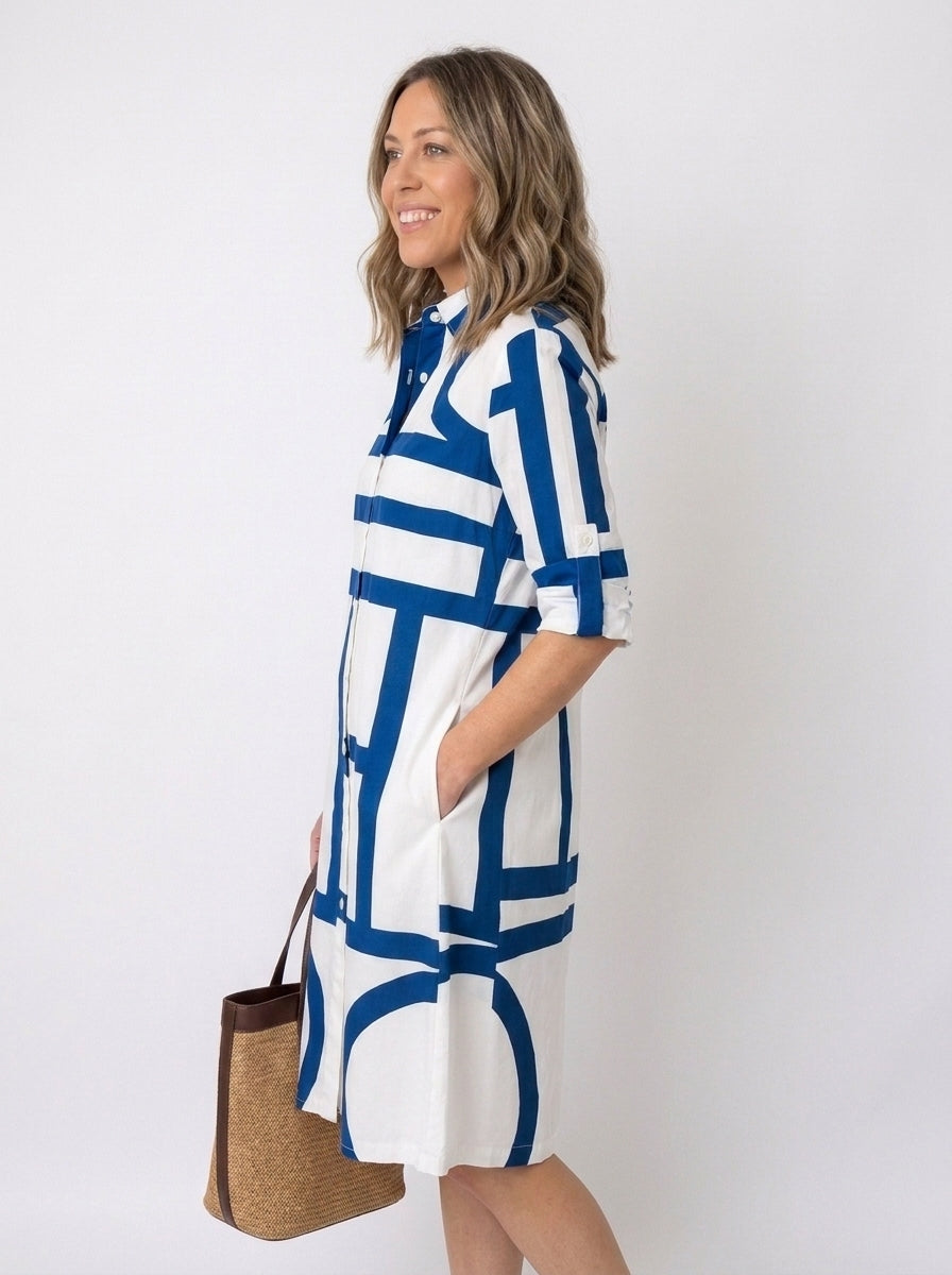 Paloma | Vestido Midi Camisero de Verano Mujer Manga Larga