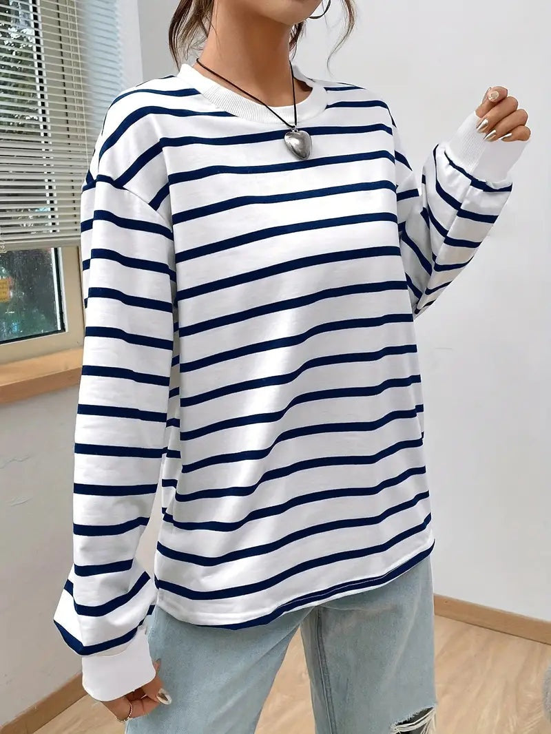 Lena — Sudadera oversize a rayas sin capucha
