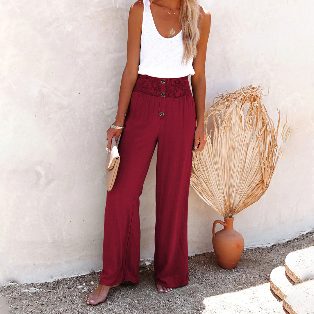 Danae — Pantalón palazzo fresco de verano de cintura alta