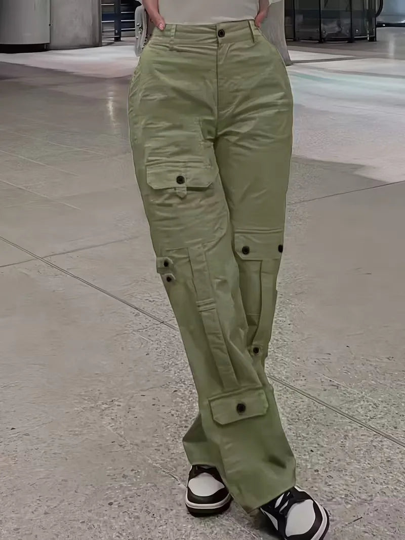 Ivette — Pantalón cargo de polipiel de cintura alta