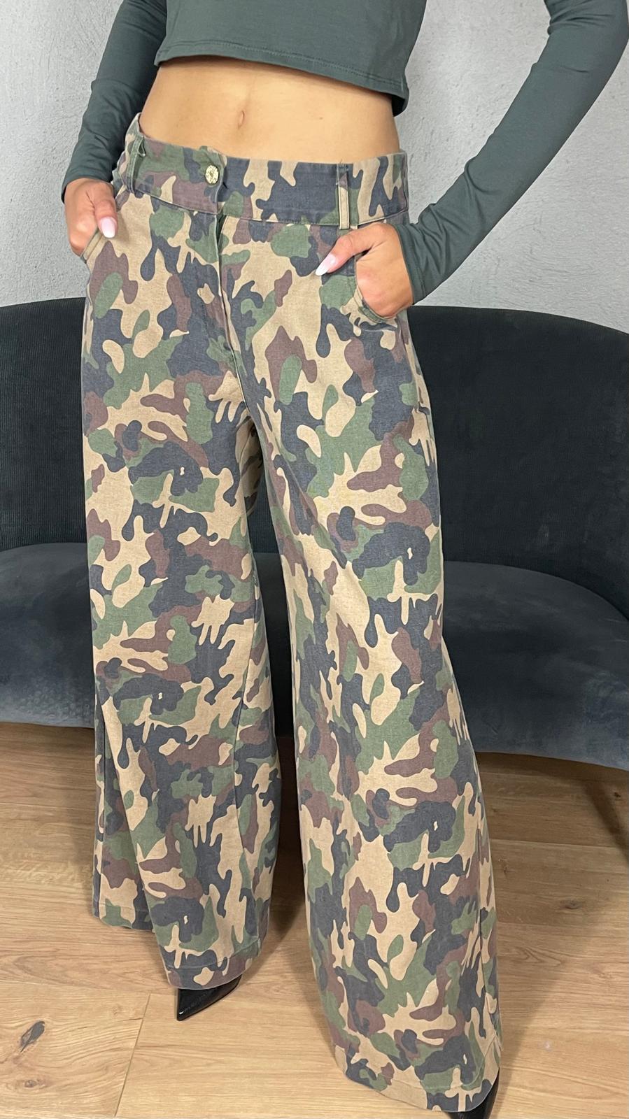 Lupe — Pantalón palazzo de camuflaje