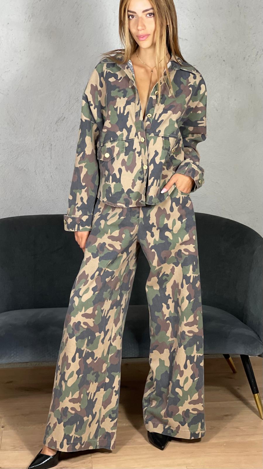 Lupe — Pantalón palazzo de camuflaje