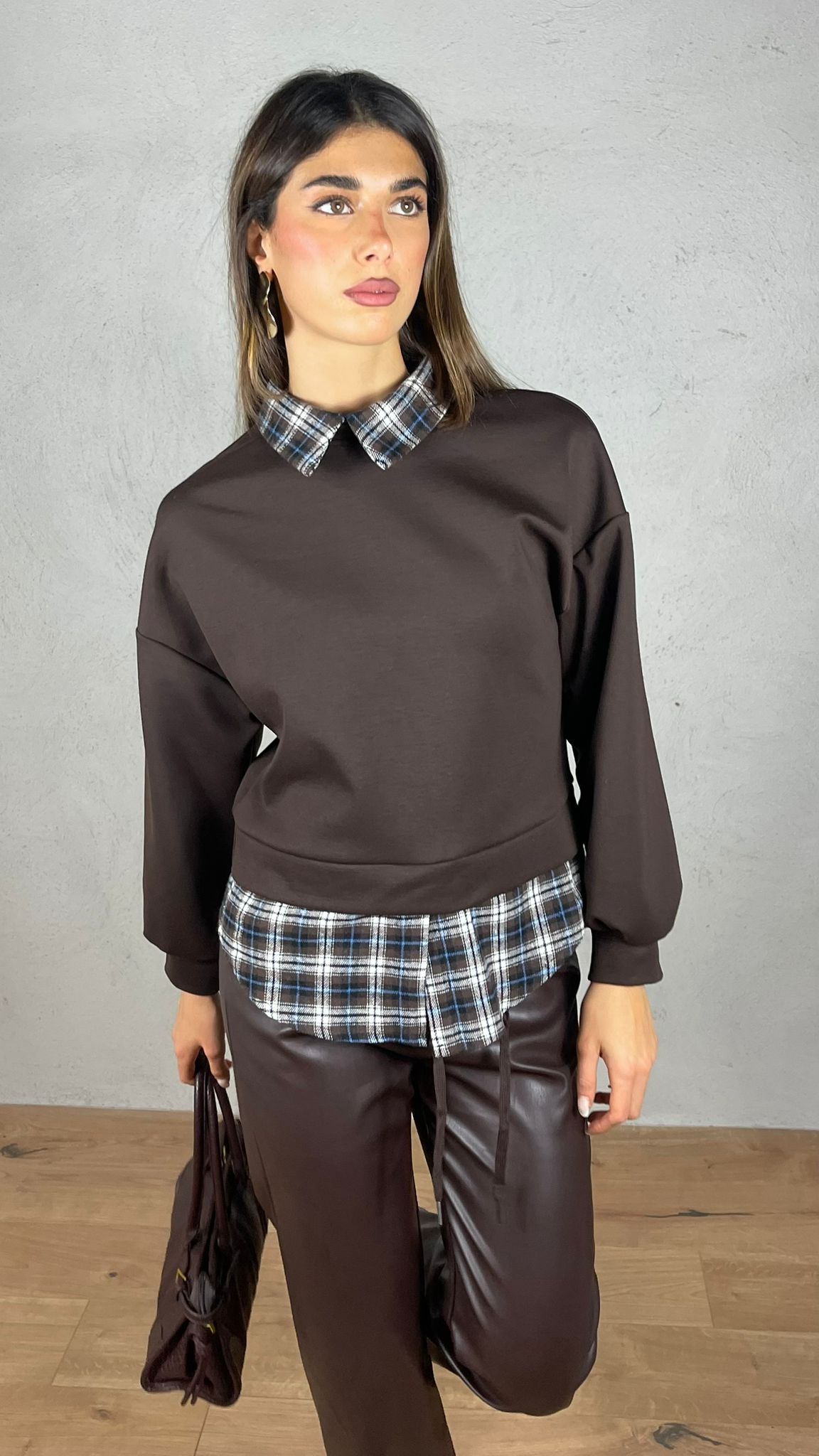 Joana — Pantalón efecto piel de pierna ancha