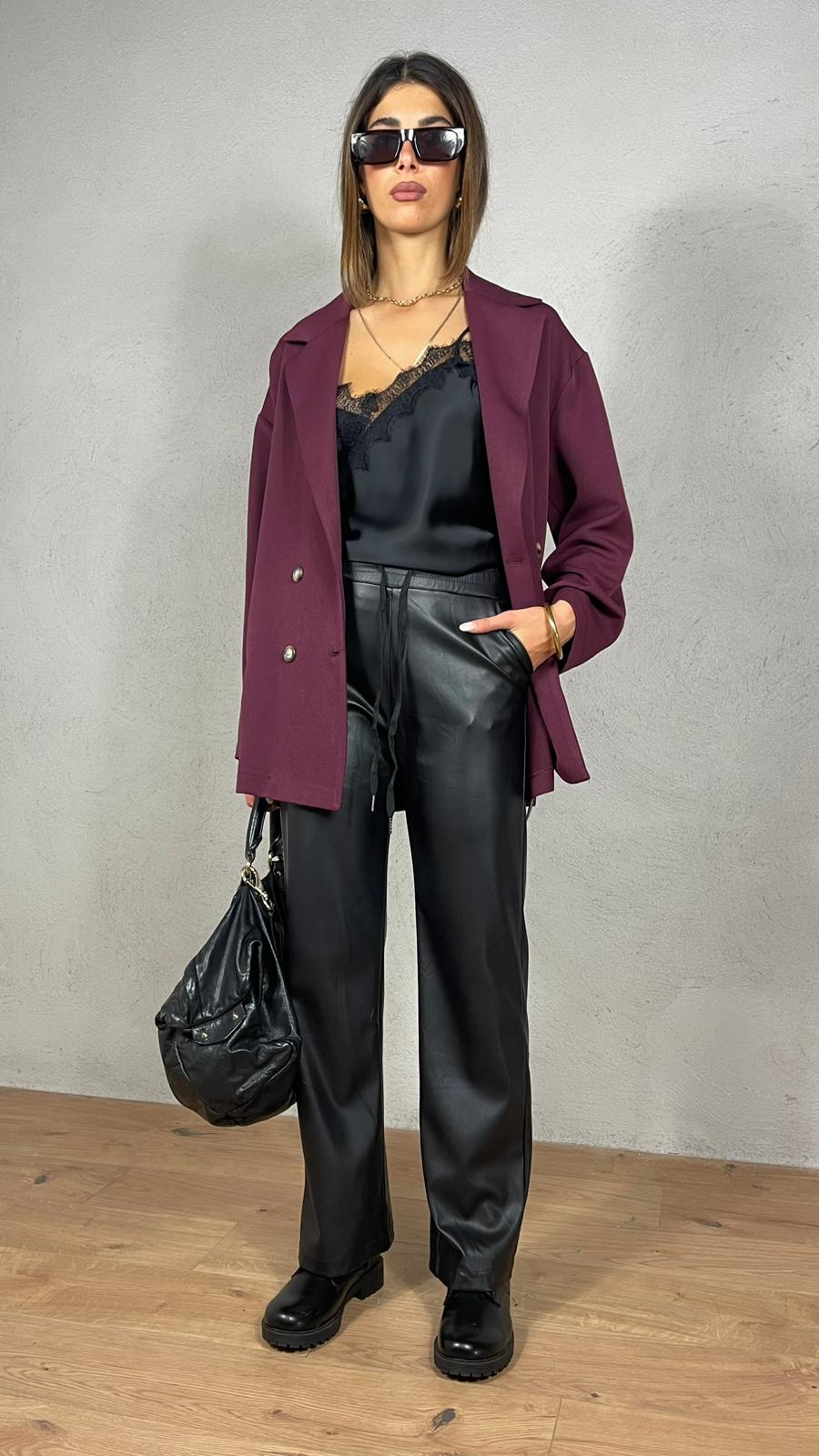 Joana — Pantalón efecto piel de pierna ancha