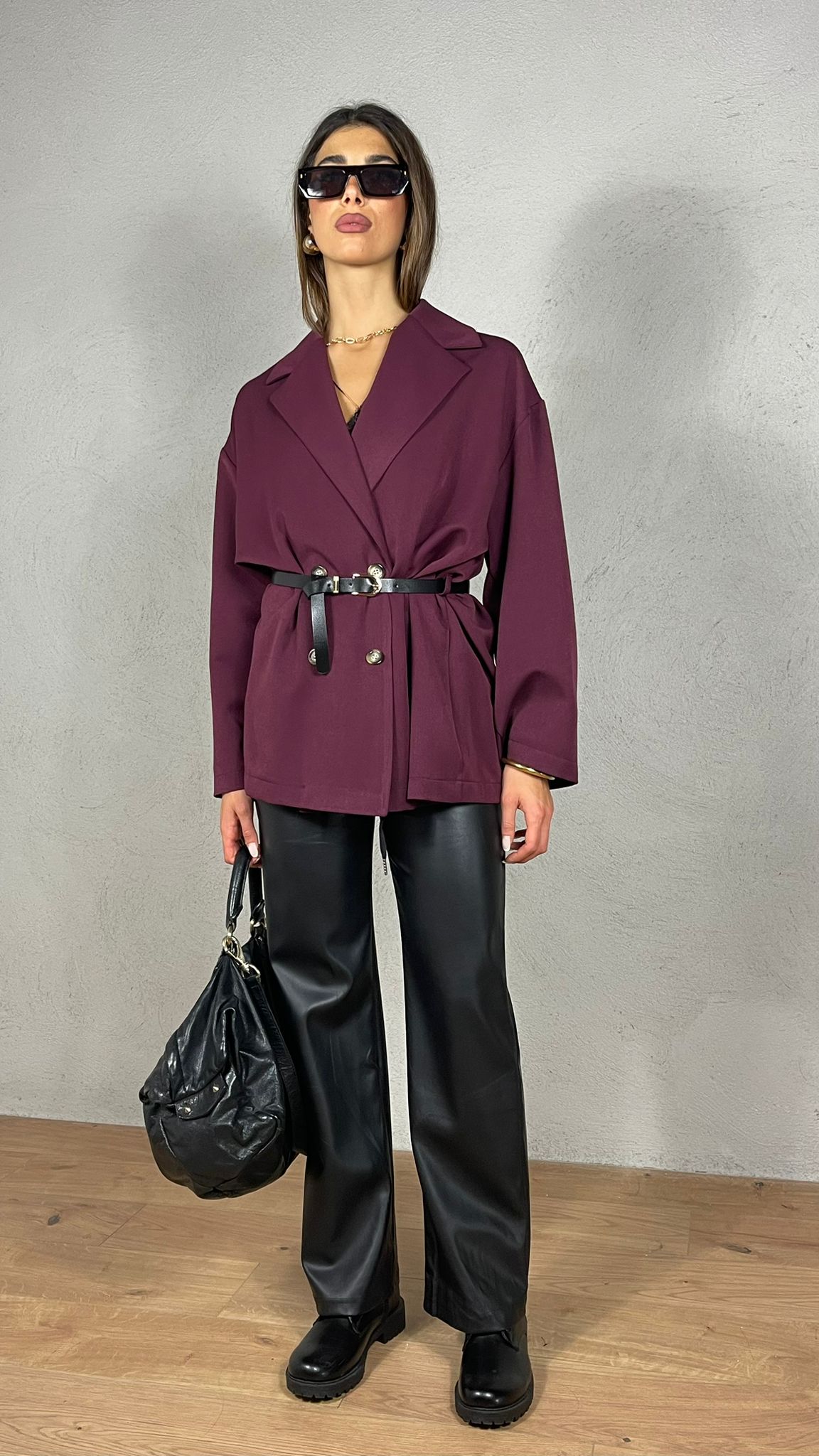 Joana — Pantalón efecto piel de pierna ancha