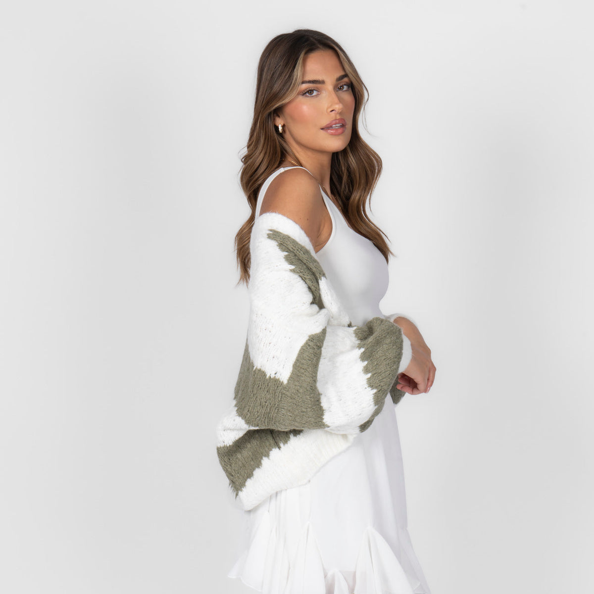 Lía — Cárdigan holgado de rayas llamativas