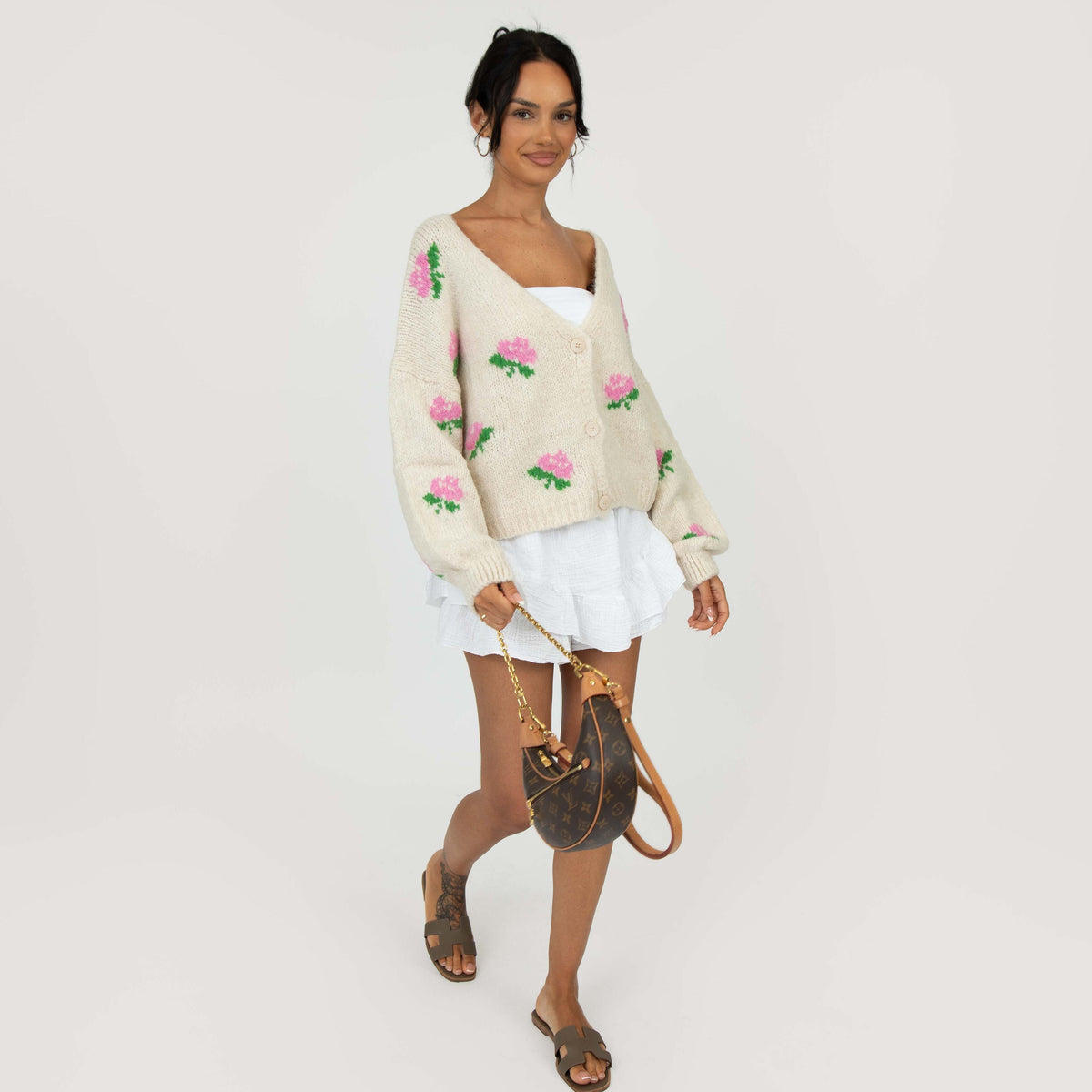 Gisela — Cárdigan holgado con rosas