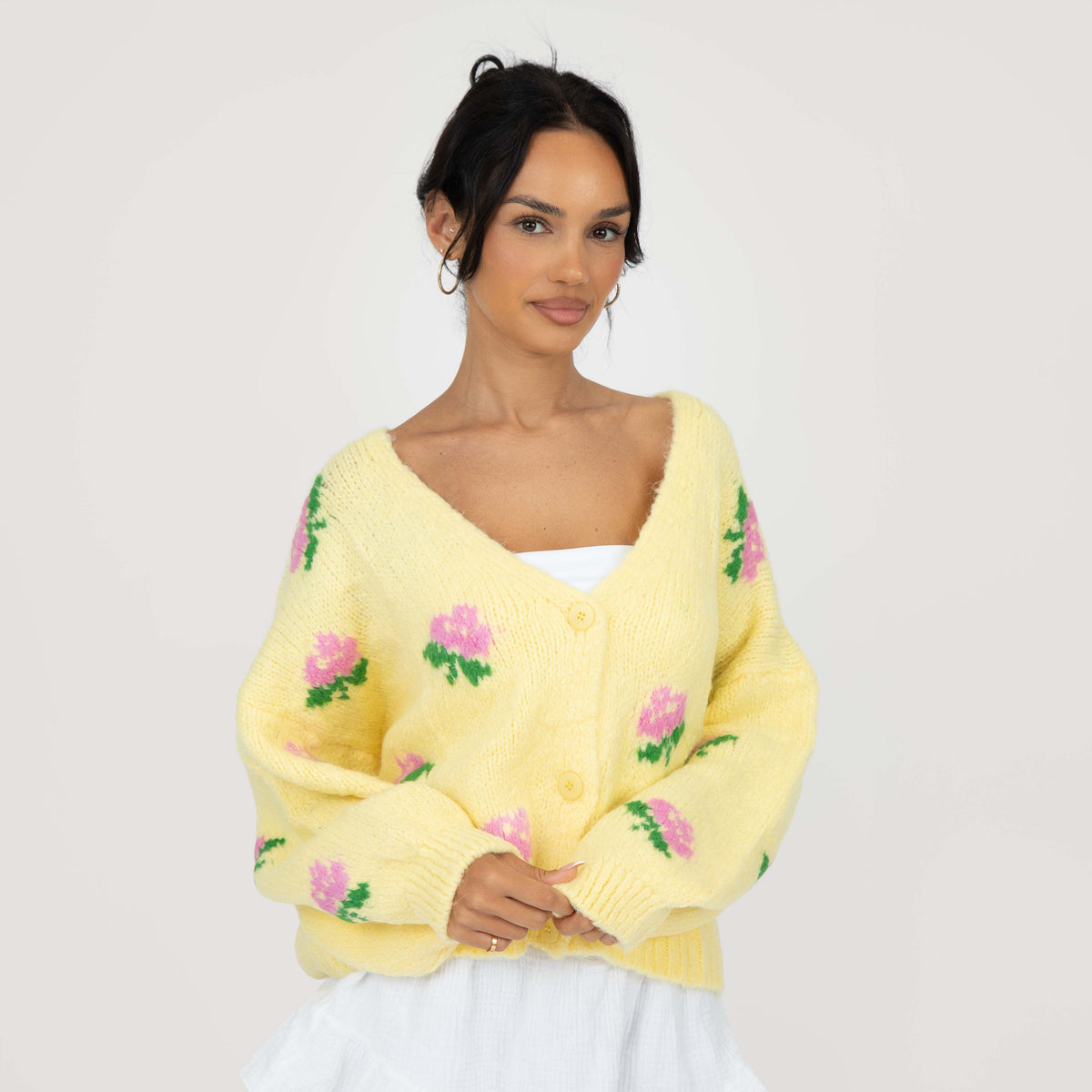 Gisela — Cárdigan holgado con rosas