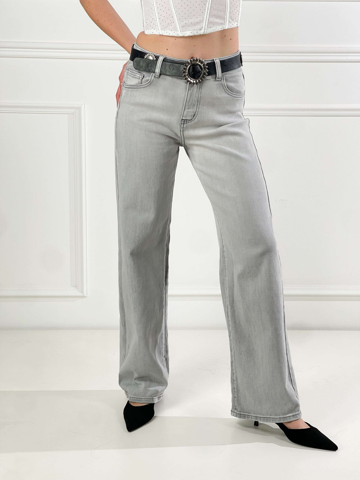 Clotilde — Jeans wide leg gris