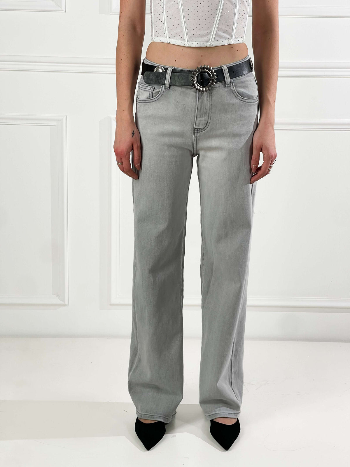 Clotilde — Jeans wide leg gris