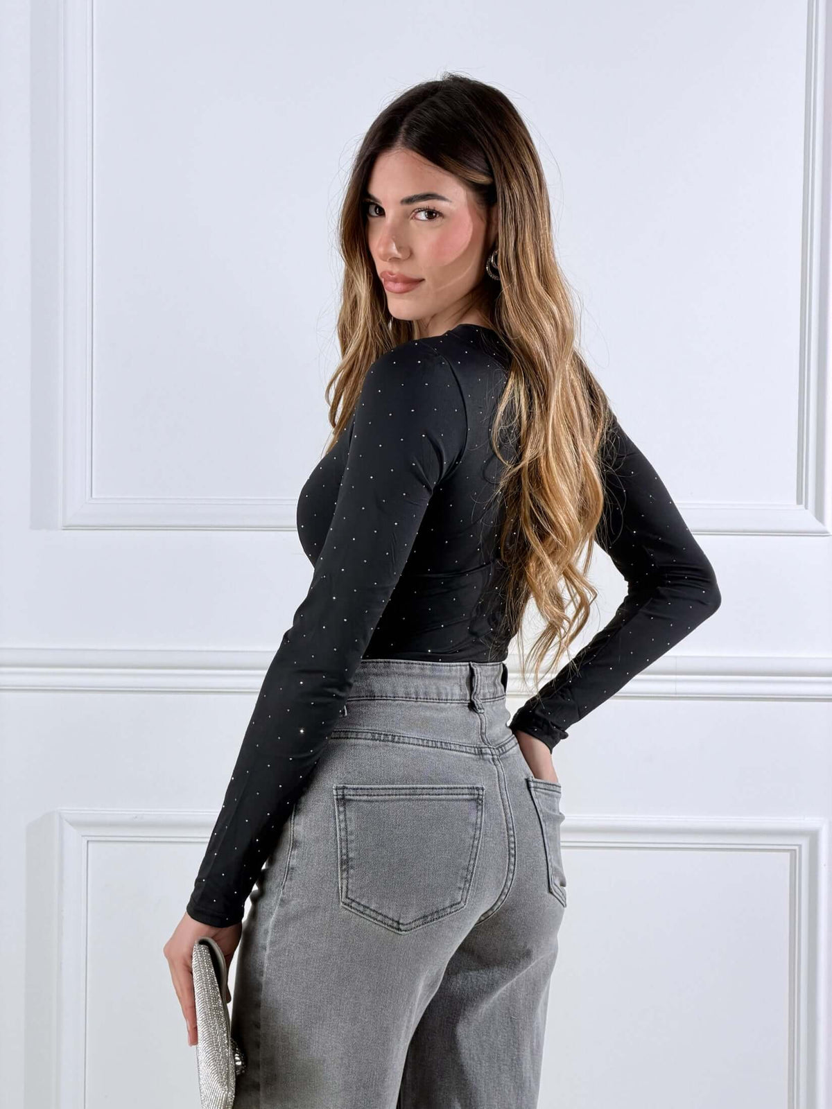 Janira — Body de escote de corazón con micro strass