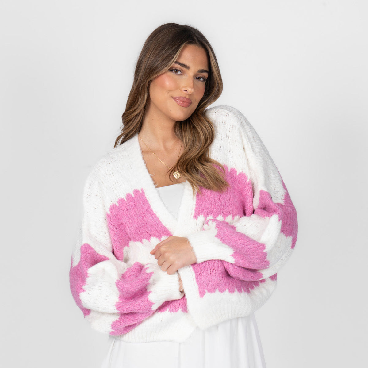 Lía — Cárdigan holgado de rayas llamativas
