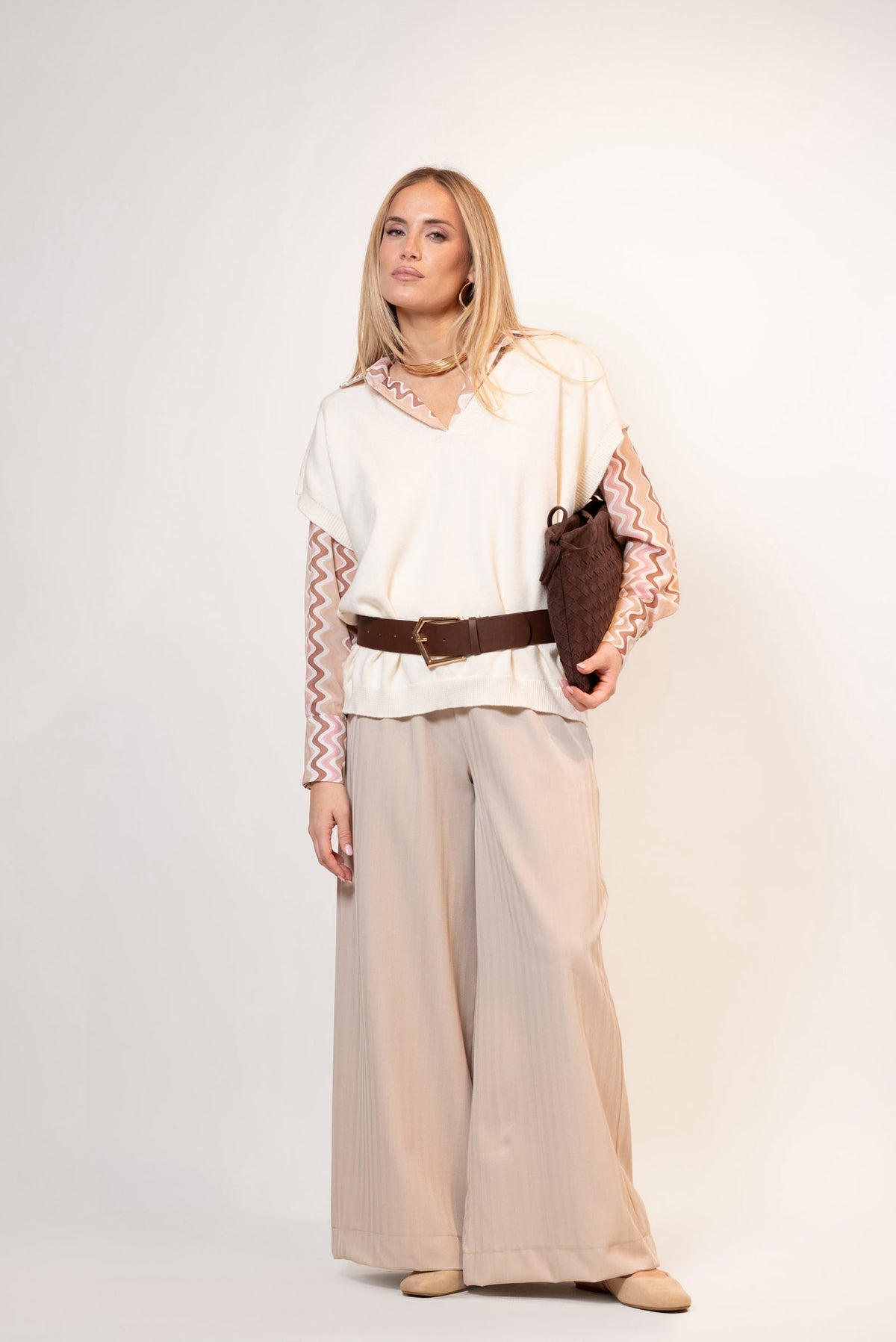 Francisca — Pantalón palazzo con cinturón