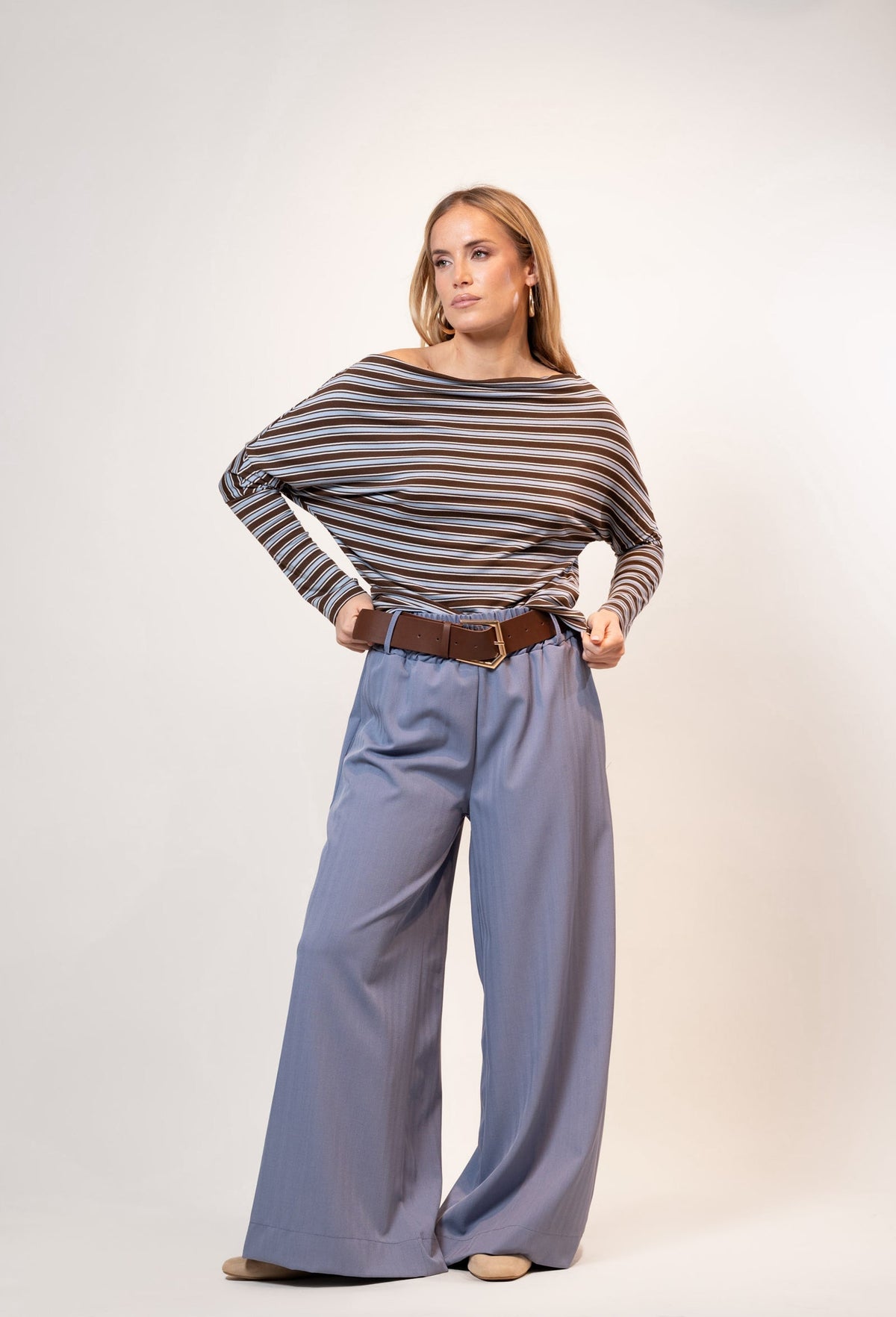 Francisca — Pantalón palazzo con cinturón
