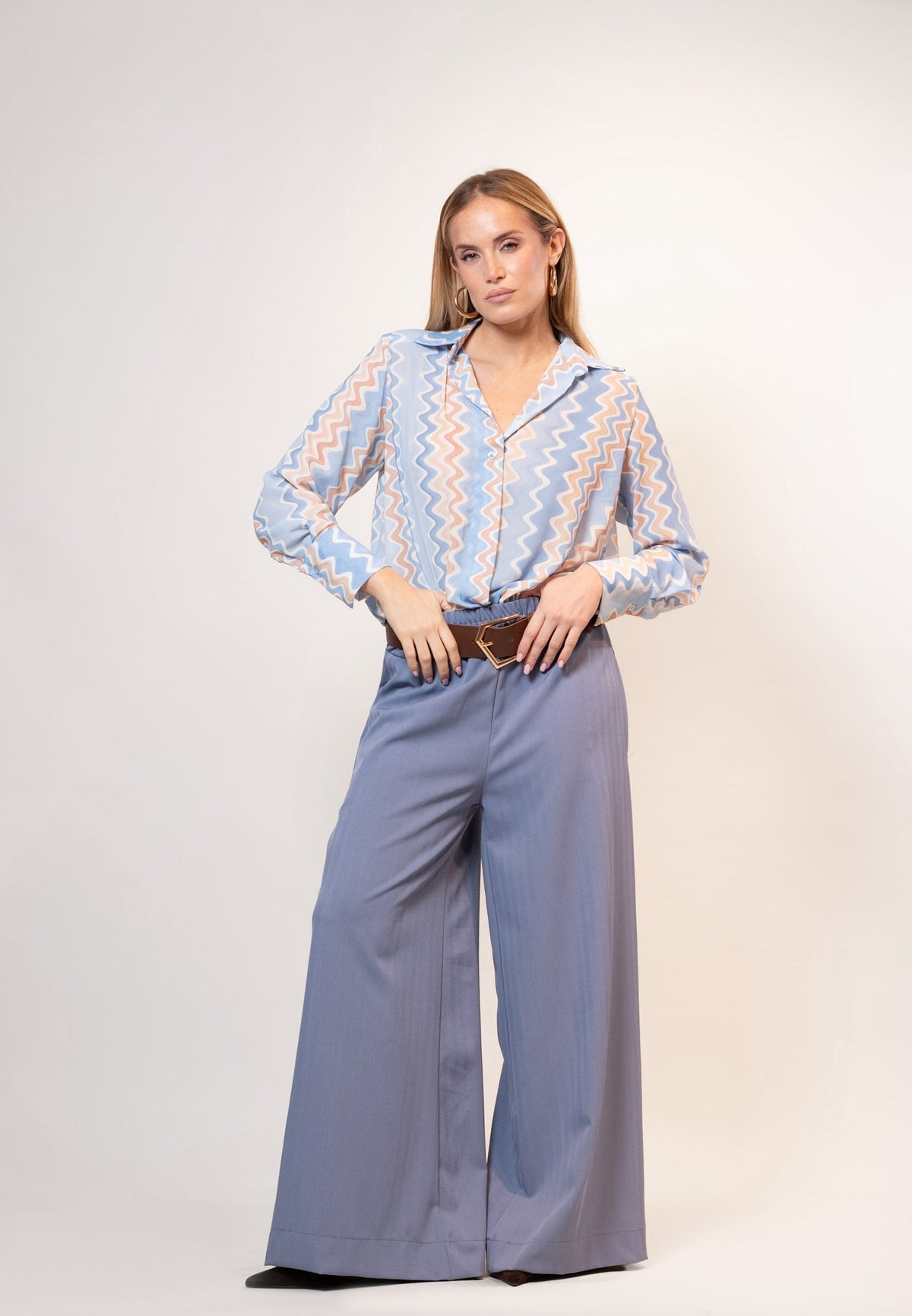 Francisca — Pantalón palazzo con cinturón
