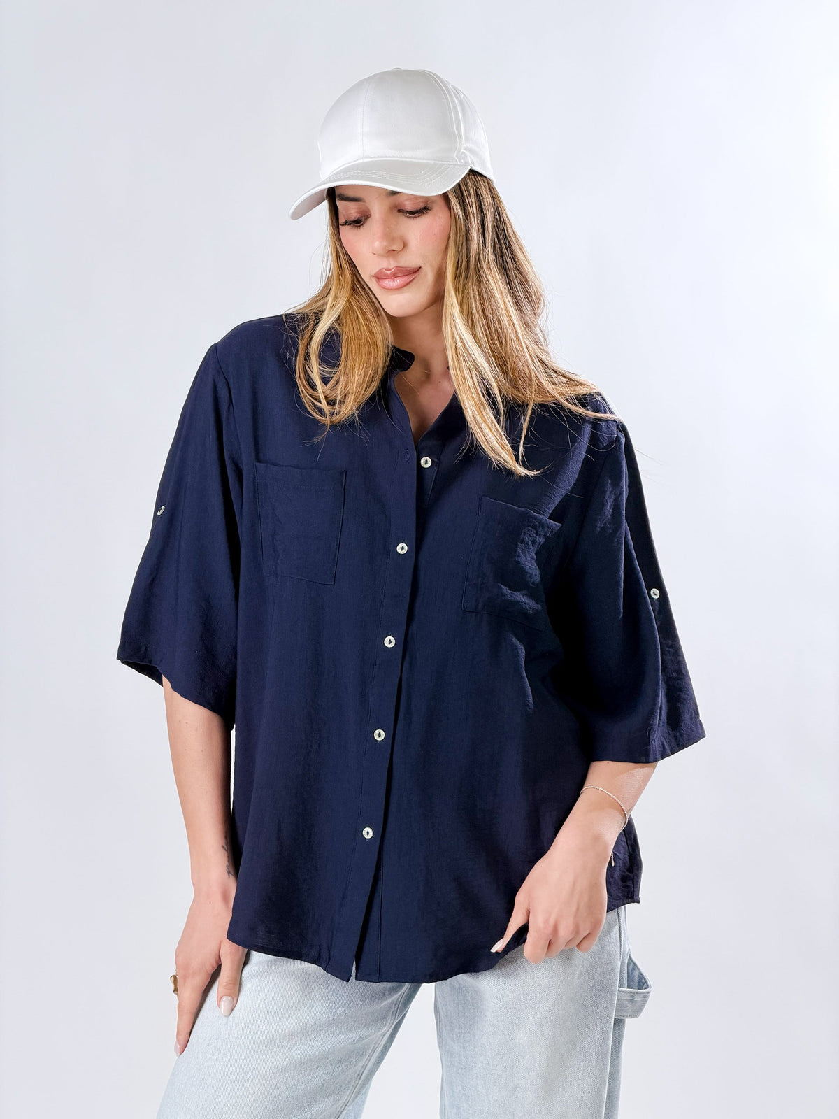 Cayetana — Camisa cuello mao efecto lino