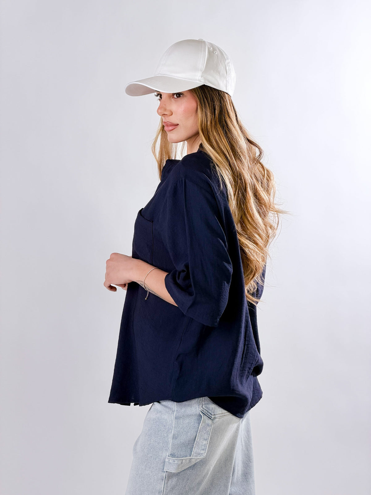 Cayetana — Camisa cuello mao efecto lino