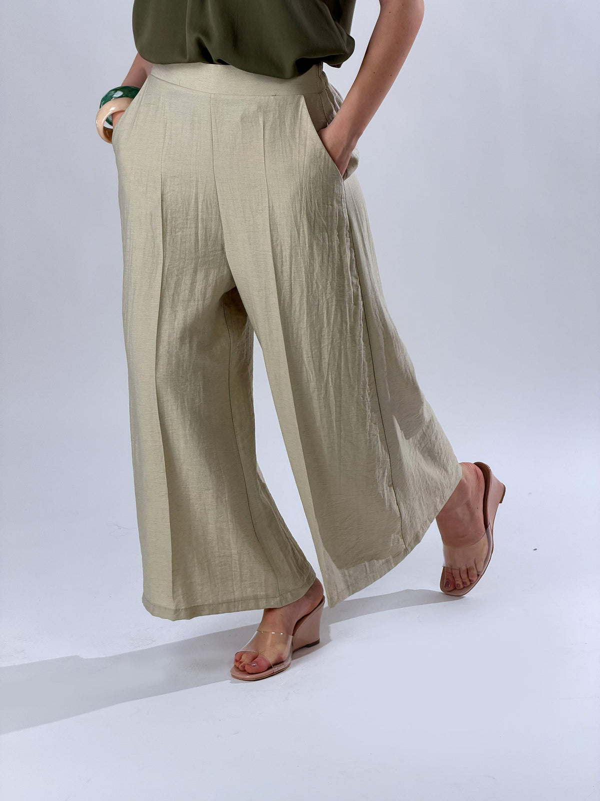 Aina — Pantalón ancho al tobillo de mezcla de lino