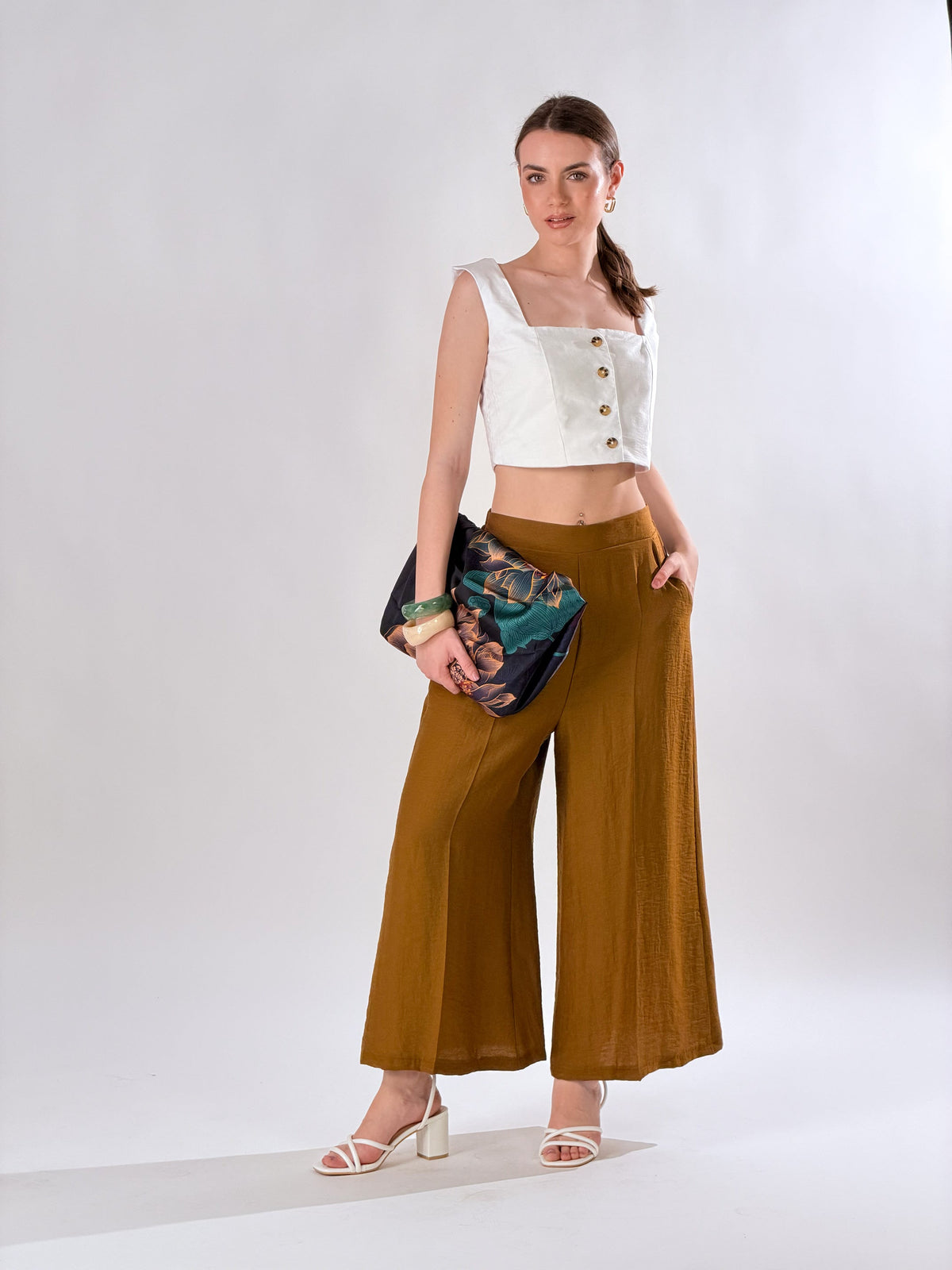 Aina — Pantalón ancho al tobillo de mezcla de lino