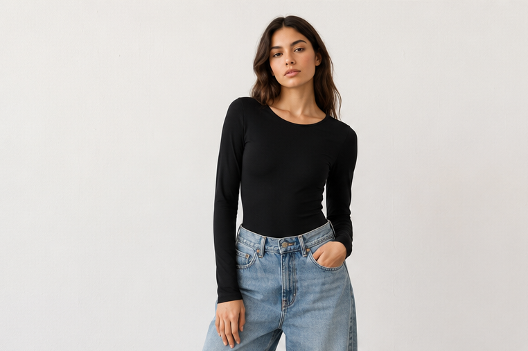 Livia — Body de manga larga efecto segunda piel