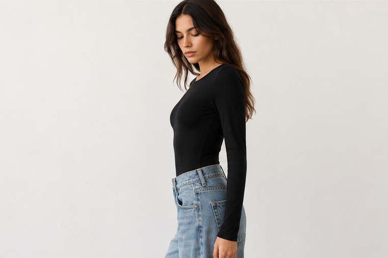 Livia — Body de manga larga efecto segunda piel