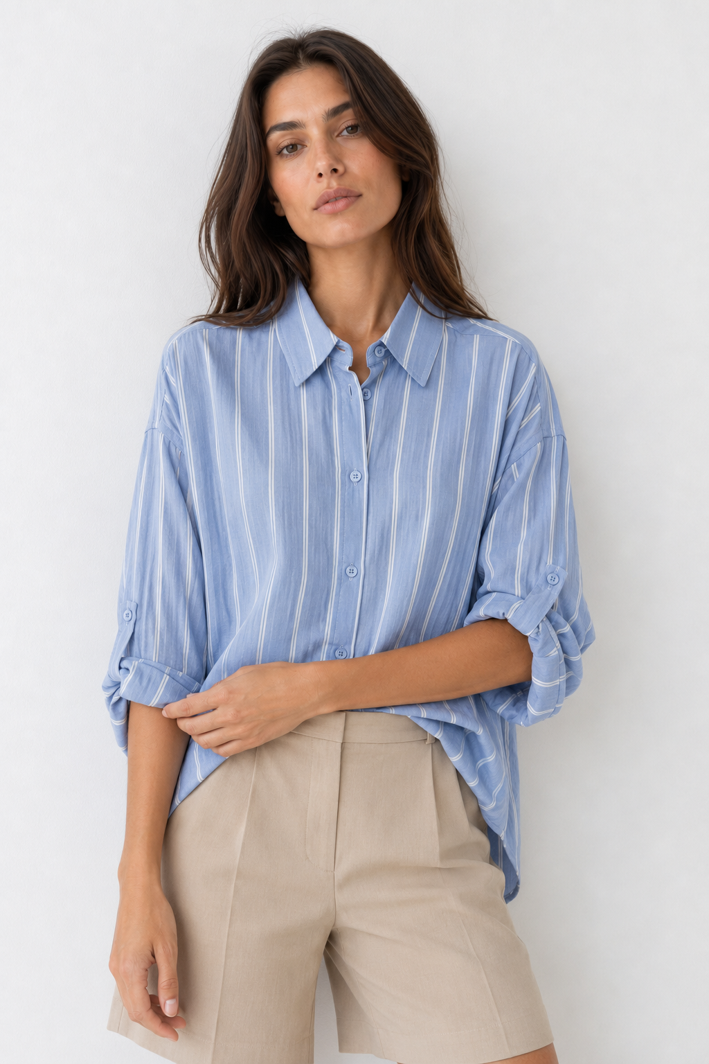 Isabel — Camisa oversize de rayas finas