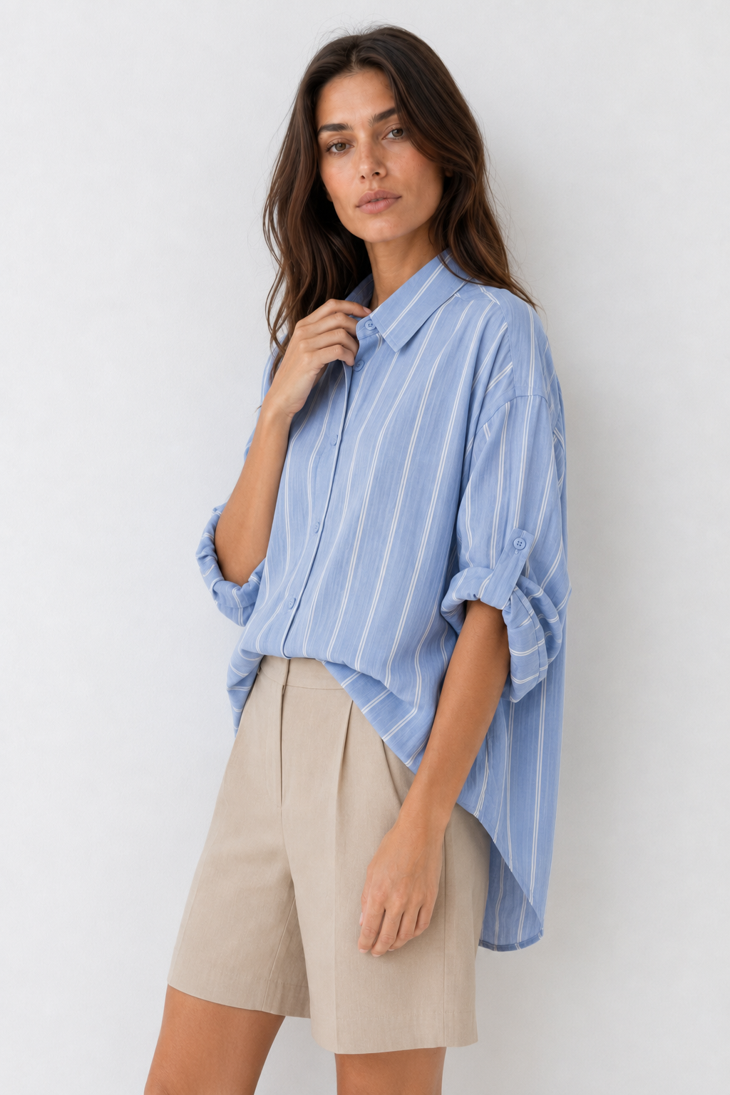 Isabel — Camisa oversize de rayas finas