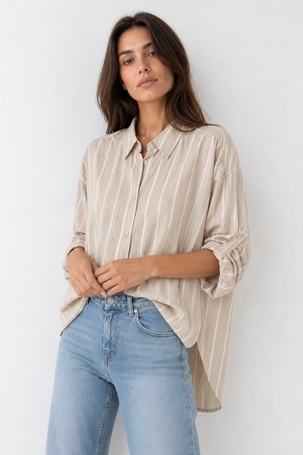 Isabel — Camisa oversize de rayas finas