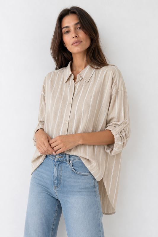 Isabel — Camisa oversize de rayas finas