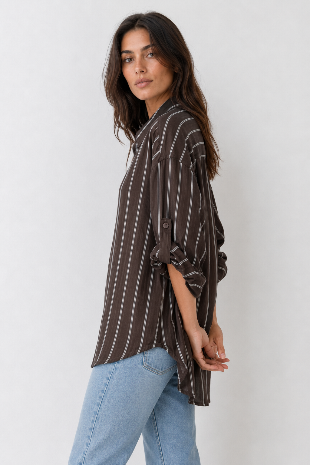 Isabel — Camisa oversize de rayas finas
