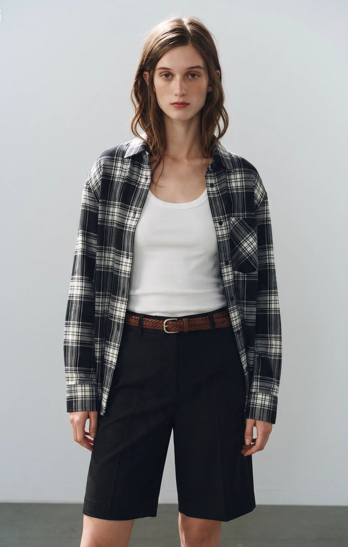 Ámbar — Camisa de estampado tartán