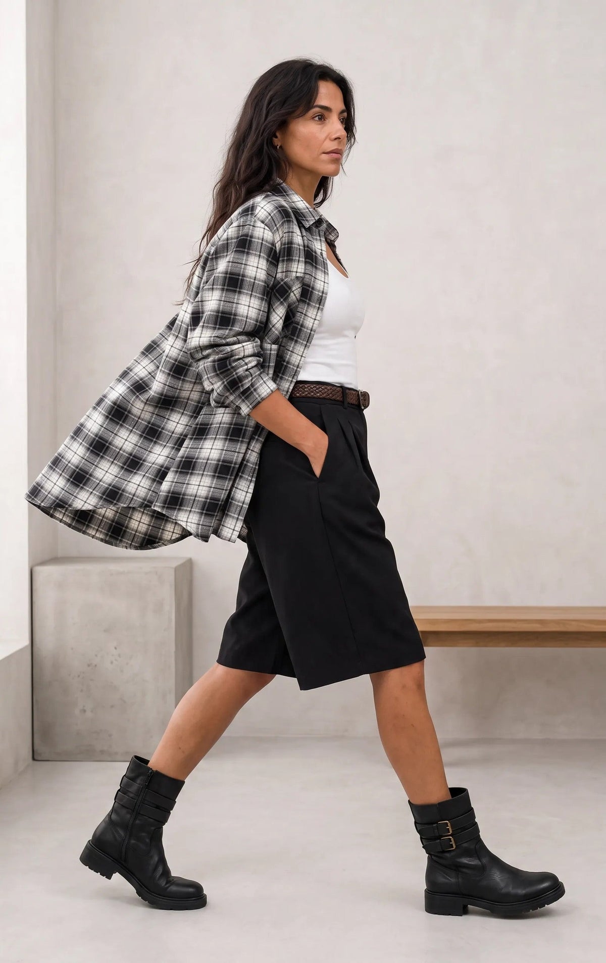 Ámbar — Camisa de estampado tartán