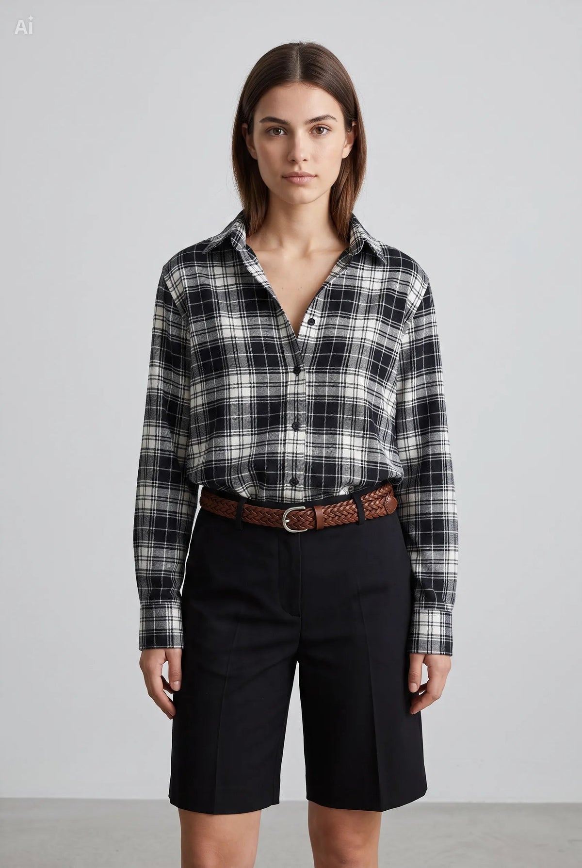 Ámbar — Camisa de estampado tartán