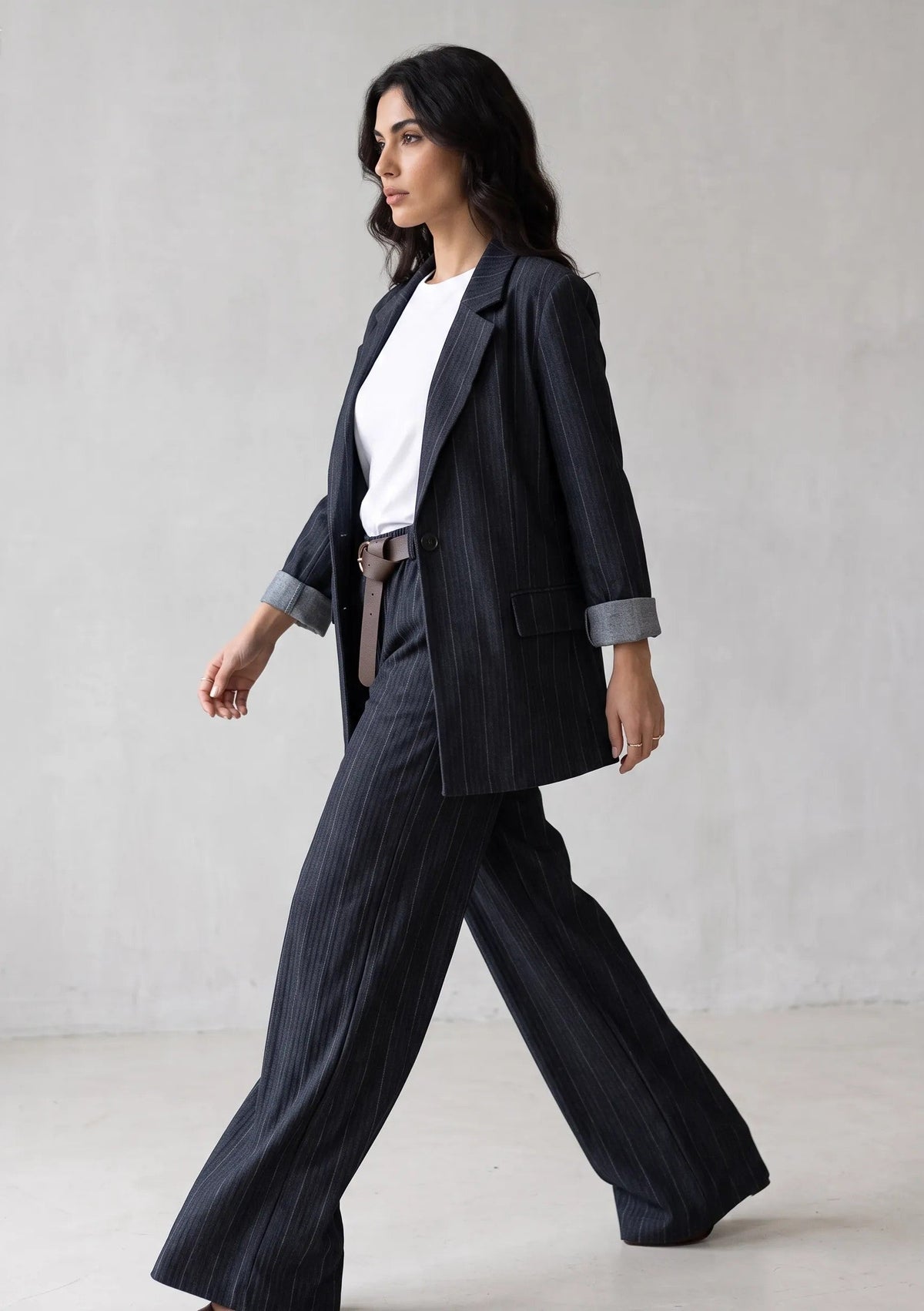Rosalinda — Pantalón de raya diplomática efecto denim