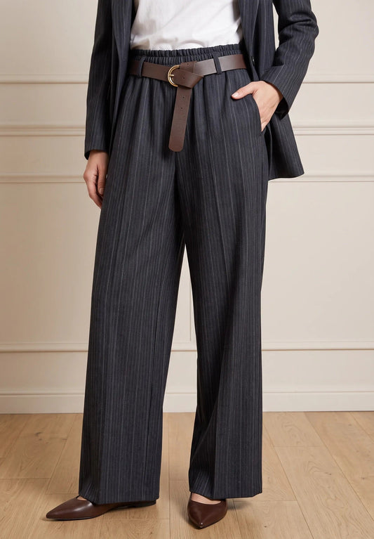 Rosalinda — Pantalón de raya diplomática efecto denim
