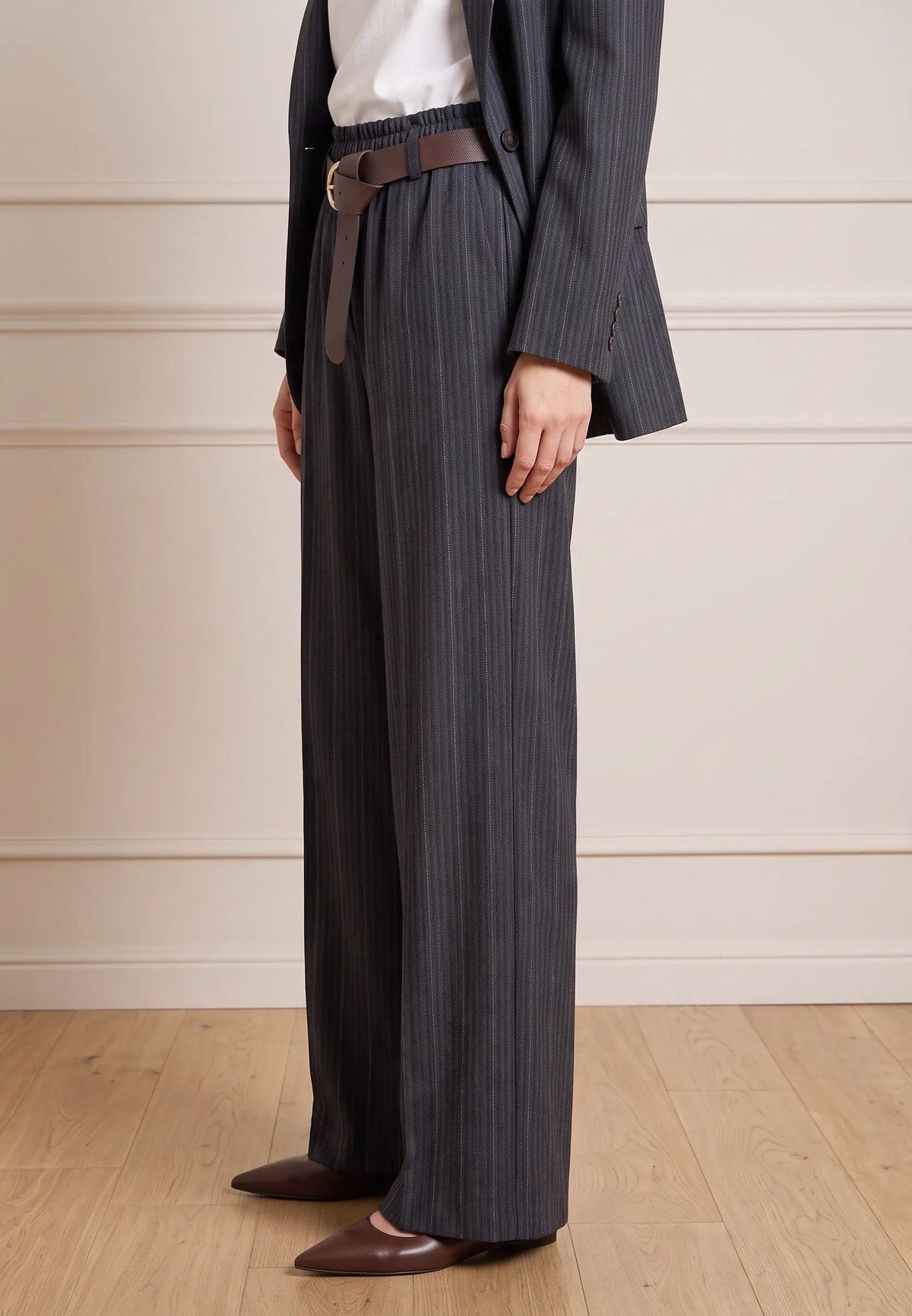 Rosalinda — Pantalón de raya diplomática efecto denim