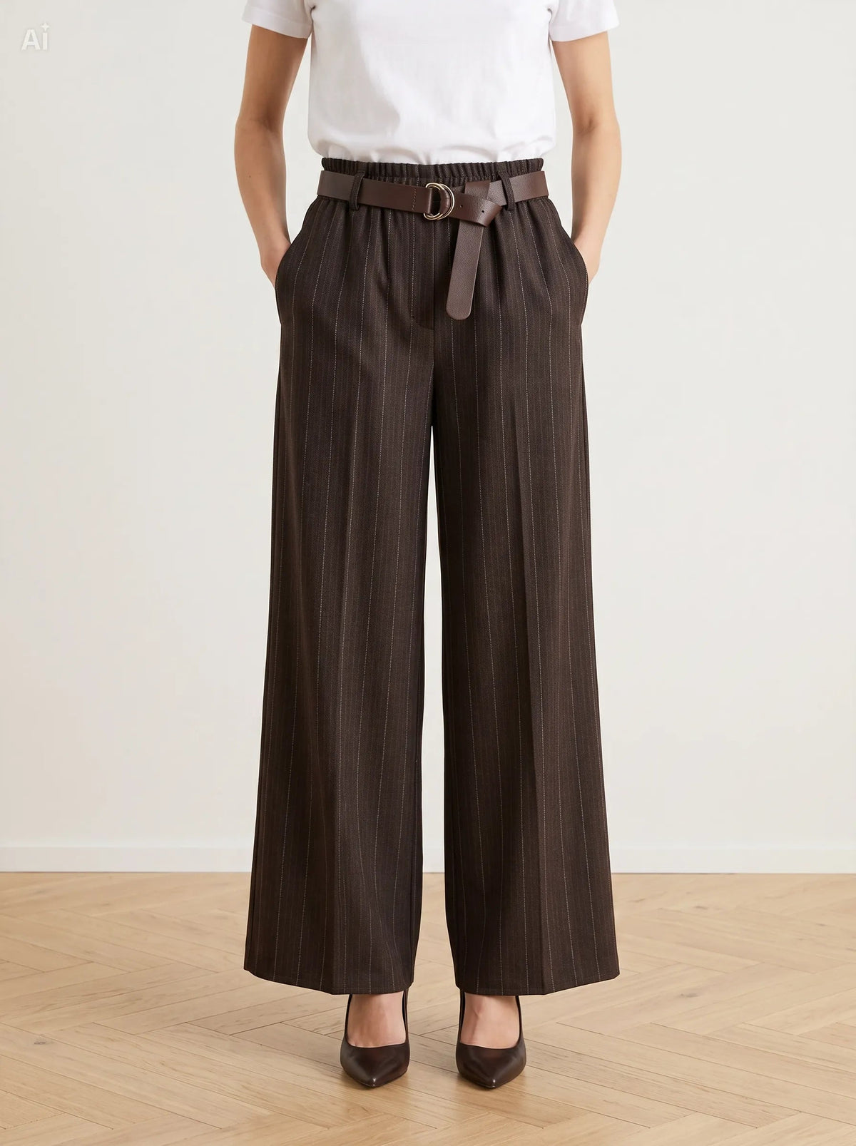 Rosalinda — Pantalón de raya diplomática efecto denim