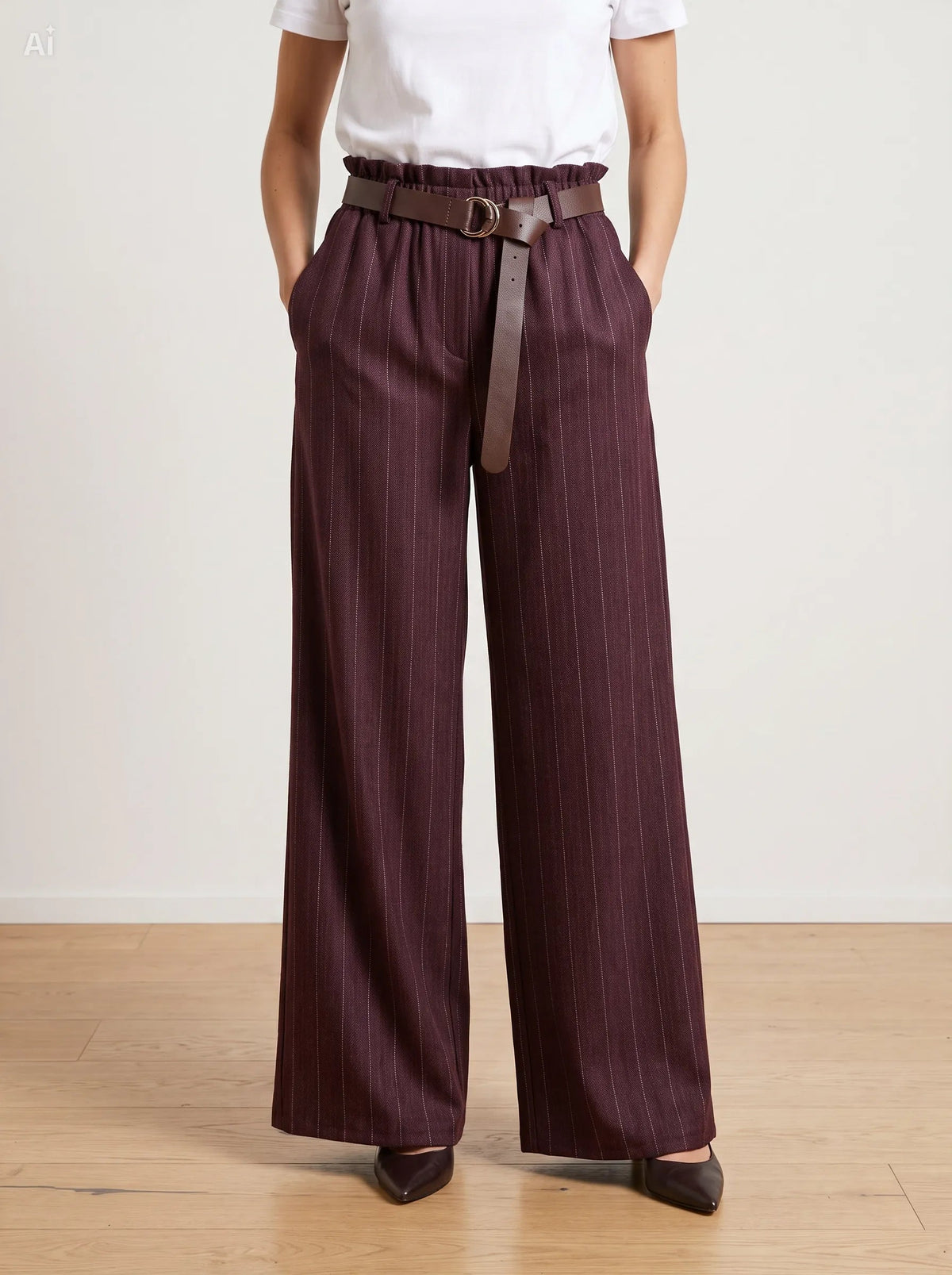 Rosalinda — Pantalón de raya diplomática efecto denim
