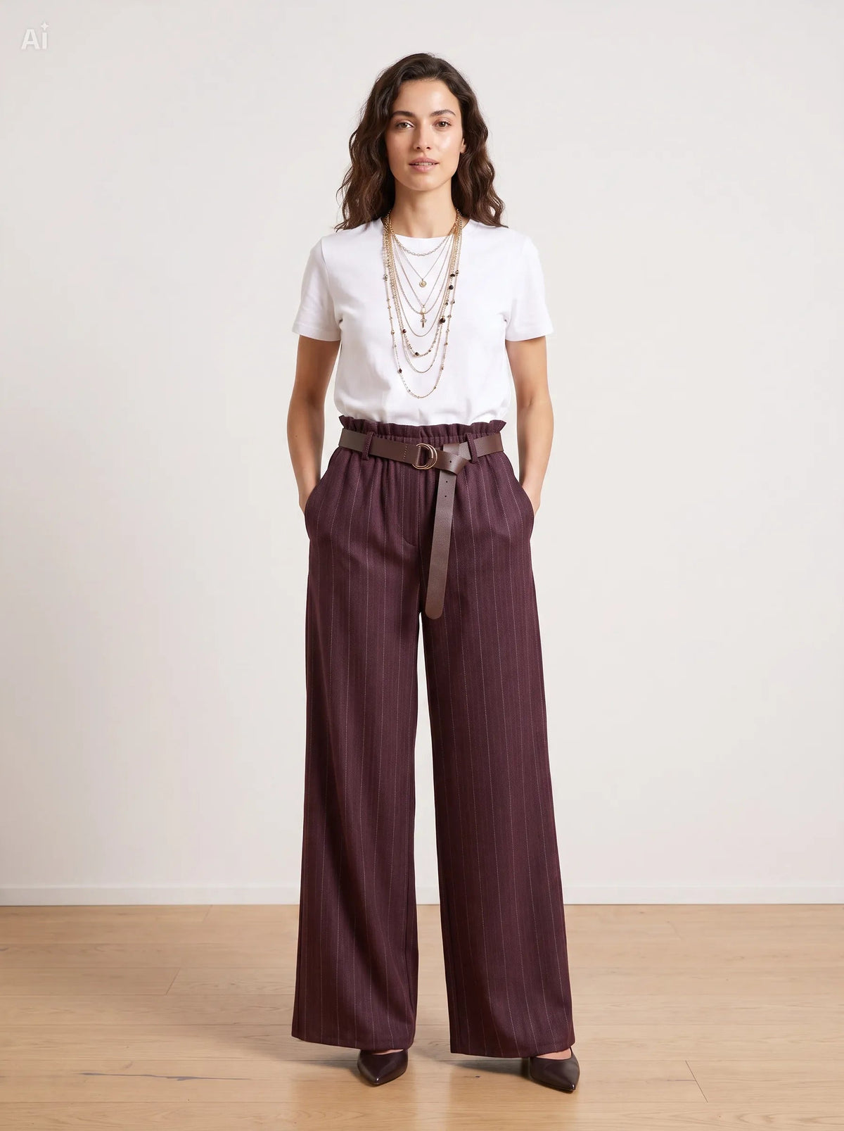 Rosalinda — Pantalón de raya diplomática efecto denim