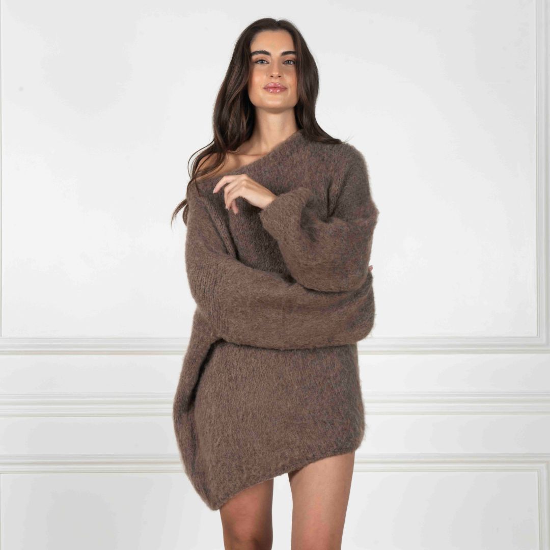 Mía — Vestido jersey ultra suave con hombros descubiertos