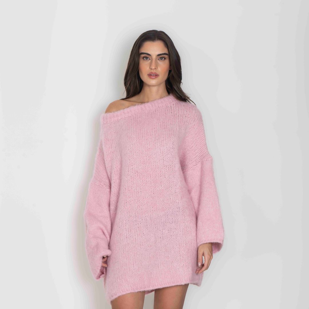 Mía — Vestido jersey ultra suave con hombros descubiertos