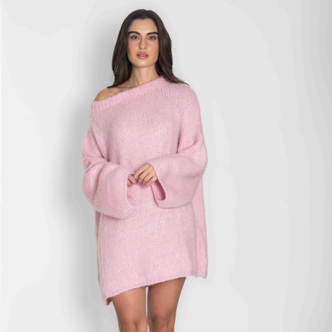 Mía — Vestido jersey ultra suave con hombros descubiertos