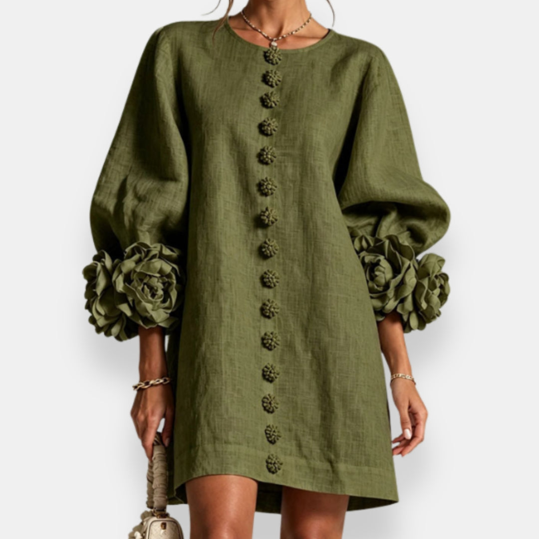Abigail — Vestido con flores en relieve