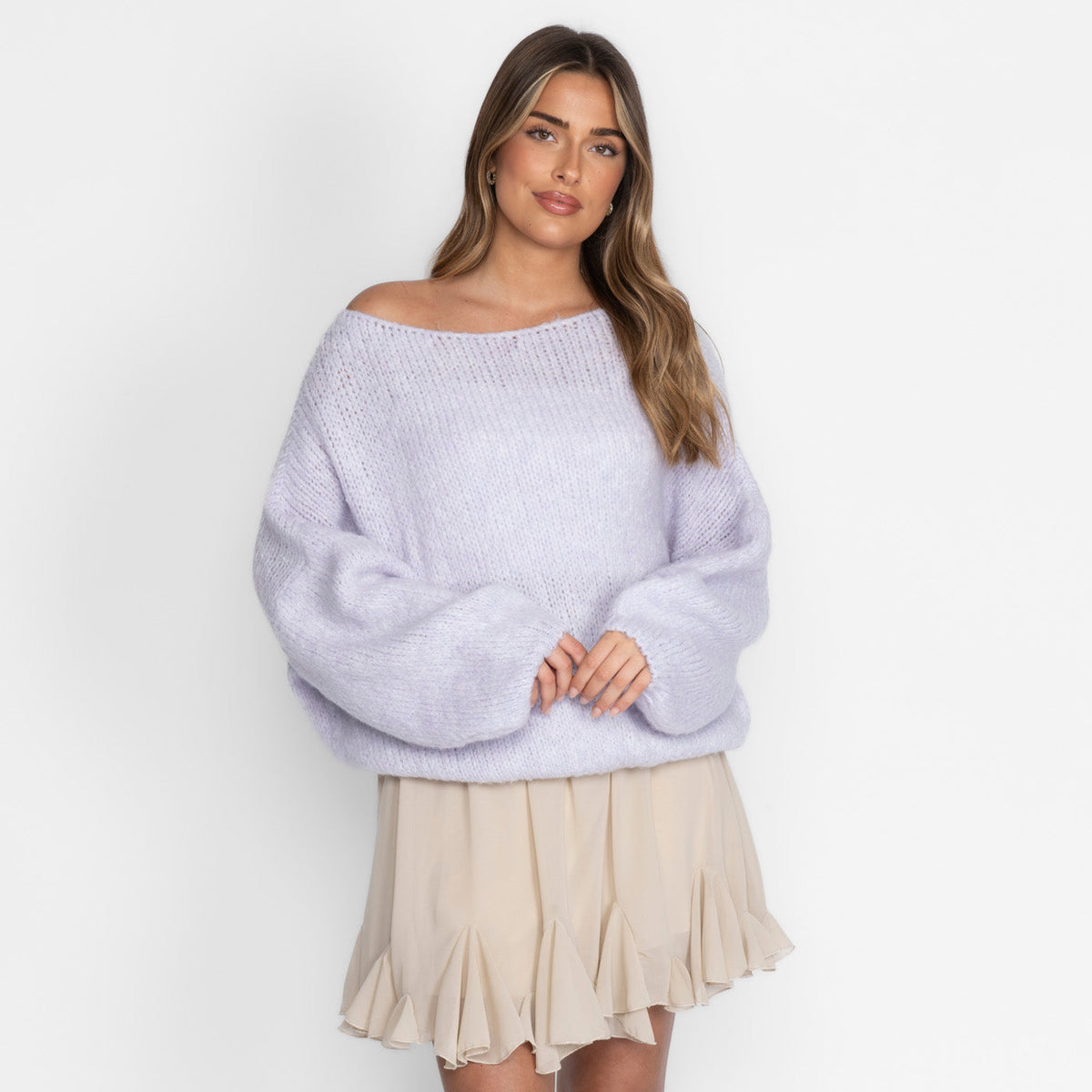Nayara — Jersey casual con hombros descubiertos