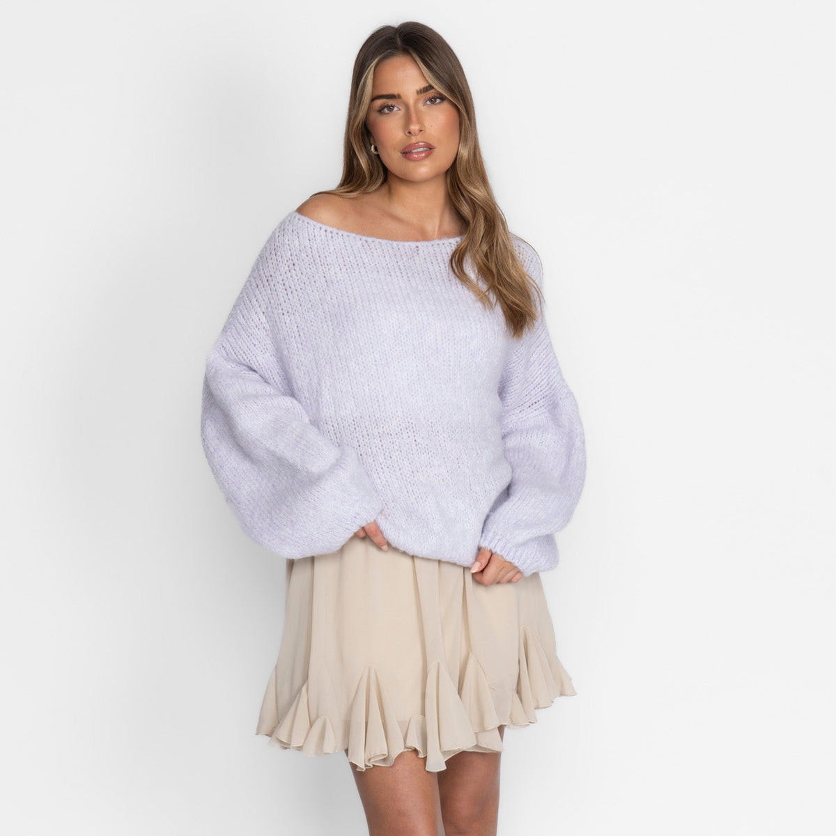 Nayara — Jersey casual con hombros descubiertos