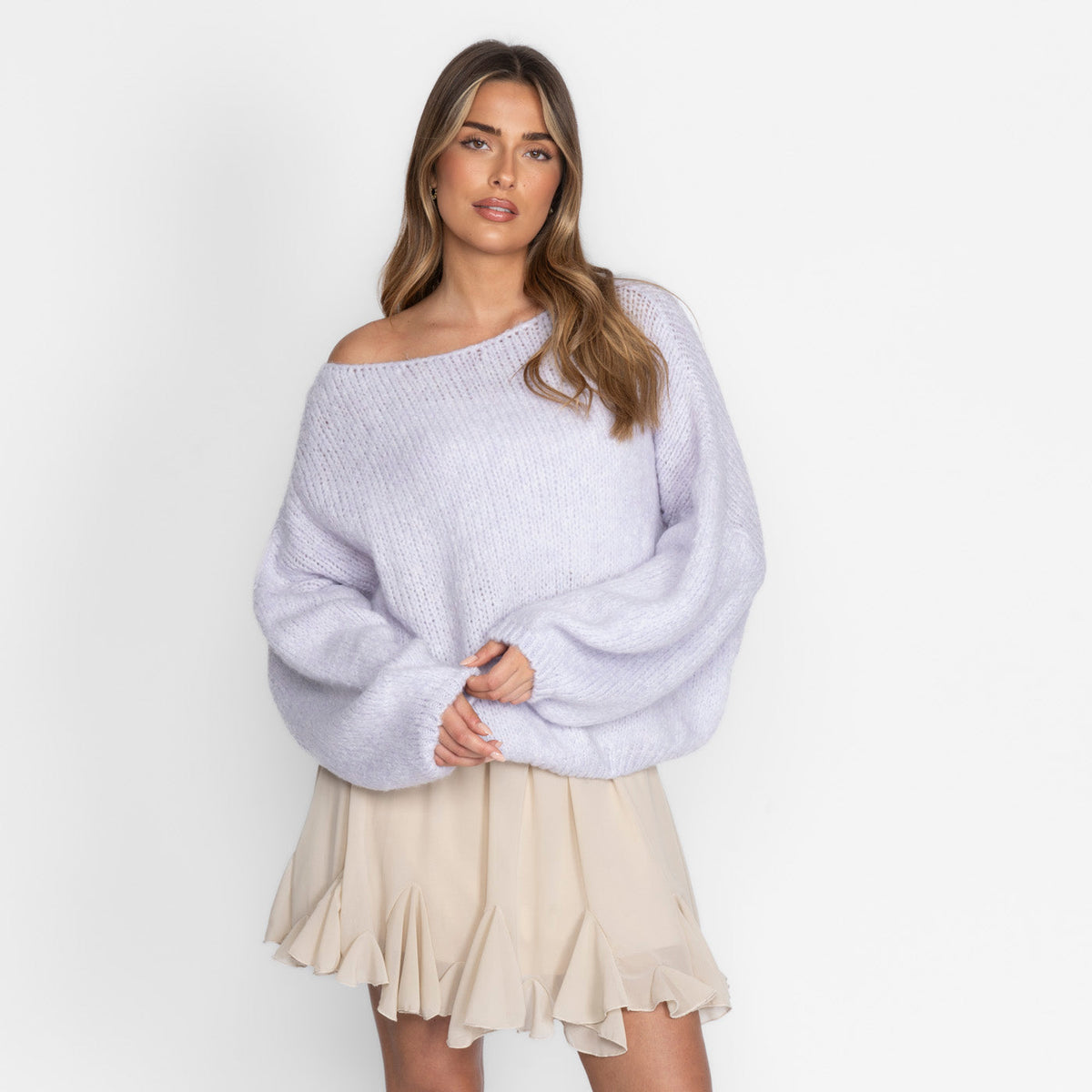 Nayara — Jersey casual con hombros descubiertos
