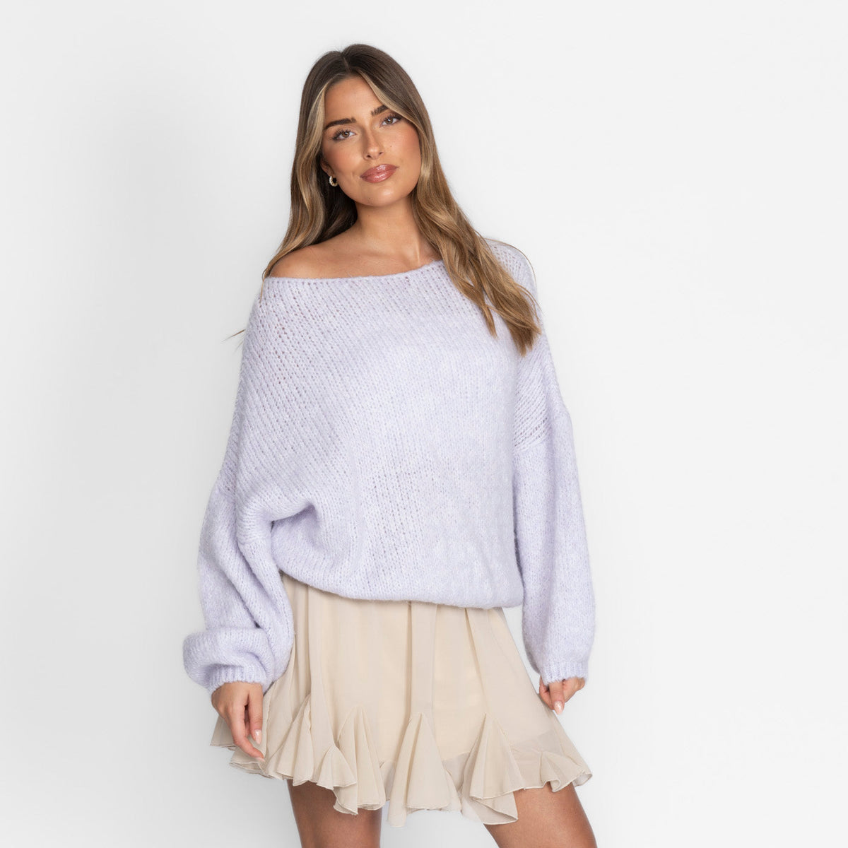 Nayara — Jersey casual con hombros descubiertos