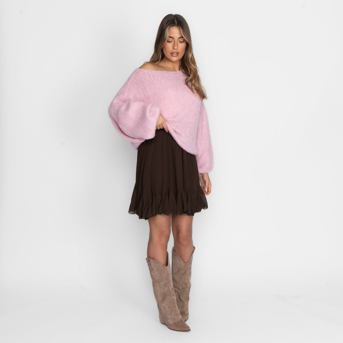 Nayara — Jersey casual con hombros descubiertos